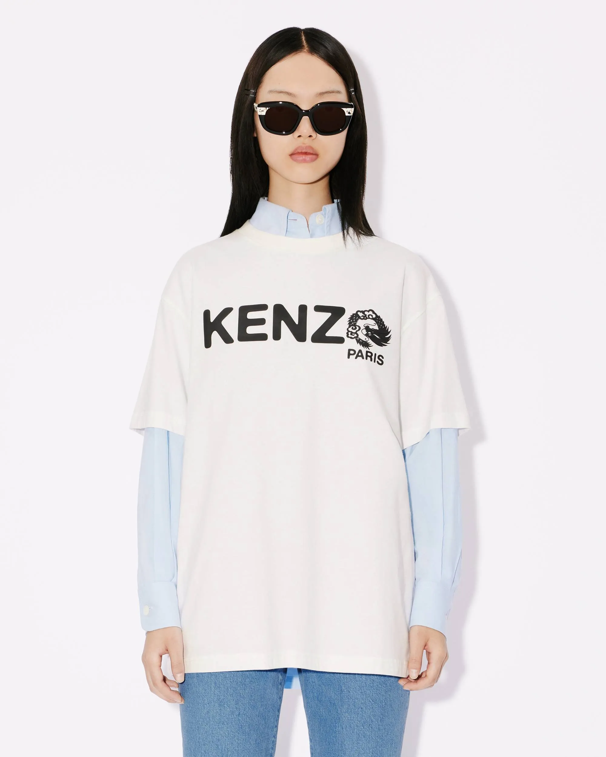 KENZO 24 new spring and summer new products for men and women Same Style dragon letter pattern short-sleeved T-shirt Color: Black Apricot White Tibetan Blue Red Size: M L XL XXL Three Standards Style Number: K 85